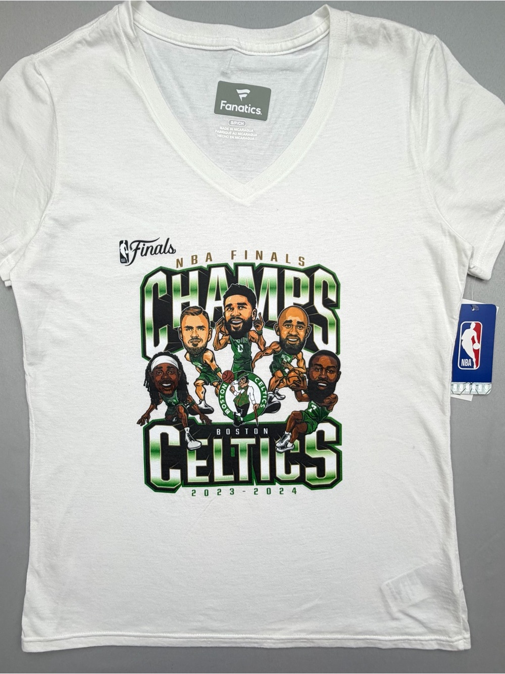 Fanatics White V-Neck Tee with Logo
